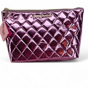 Juicy Couture Metallic Pink Quilted Cosmetic Bag